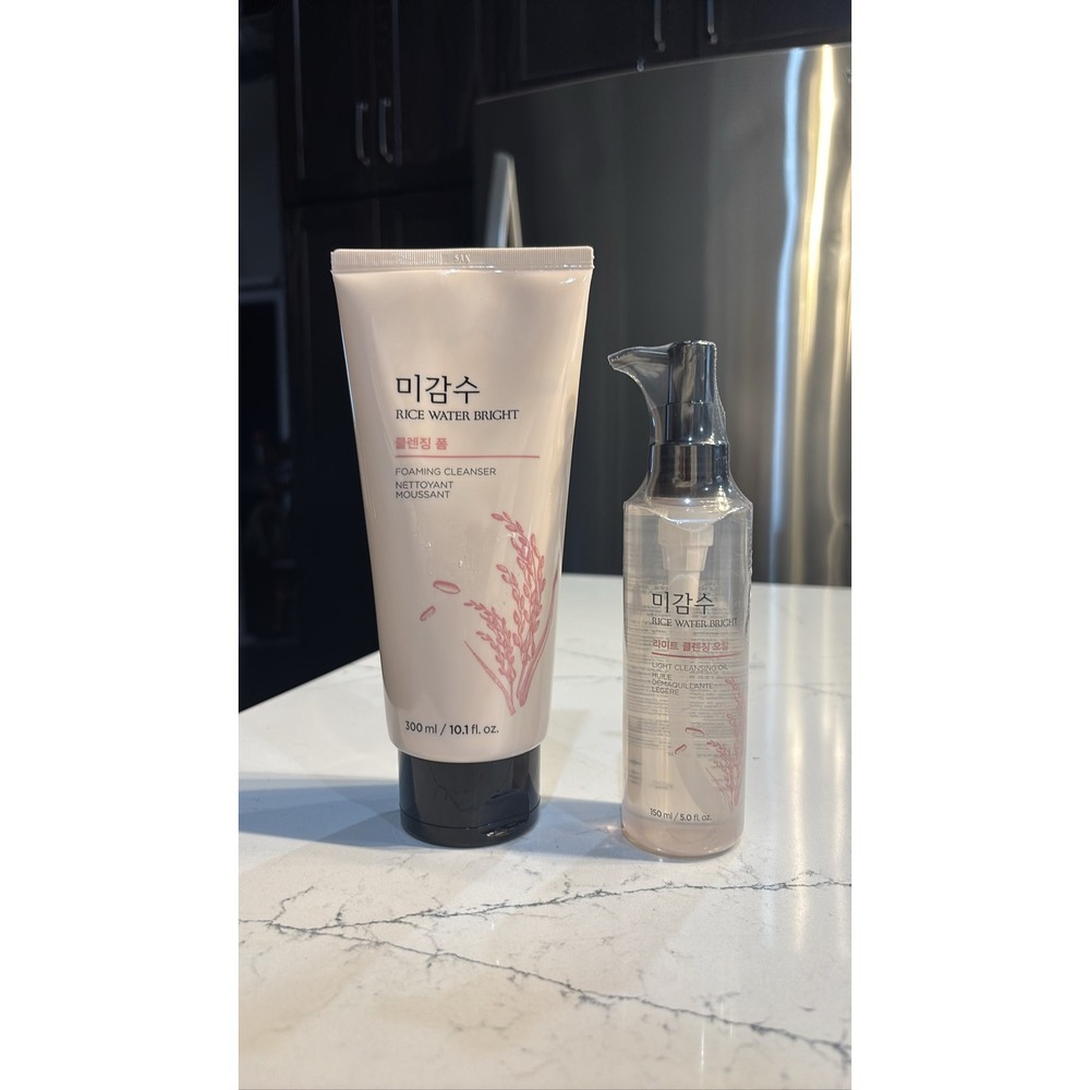 The Face Shop Rice Water Bright Duo Foam Cleanser 300ml & Light Oil